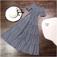 ราคา 5110 เดรสยาว แม็กซี่เดรส ปาดไหล่ ทรงคุณหนู จั๊มยางยืด เสื้อผ้าแฟชั่นเกาหลี ชุดเที่ยว แม็กซี่เดรส (16980496137)