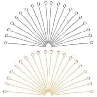 ราคา 160 pcs 45mm 1 7 inch 304 Stainless Steel Head Pins Findings 21 Gauge 0 7mm Open Eye Pin for Earring Pendant Bracelet Jewelry DIY Craft Making Golden Silver (20582455038)