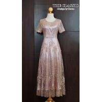 ราคา L 4XL The classic เดรสยาวปักมุก ใช้ผ้าเนื้อดีแต่งลายเพชร ปักดอกไม้มุก ชุดราตรี Premium Quality (972316535)