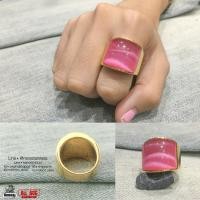ราคา แหวนทองพลอยชมพู Convex งานแท้100 สแตนเลสแท้316l allacc (1601804169)