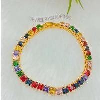 ราคา สร้อยข้อมือพลอยนพเก้าพลอยมณีใต้น้ำ งานสวยใส่ลงน้ำได้ งาน cz แท้ (21277812332)