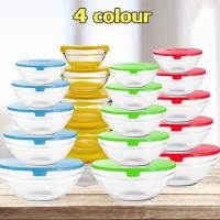 ราคา คละสี ชามแก้วชุด 5 ชิ้น ชุดกล่องถนอมอาหาร ชามเอนกประสงค์ มีฝาปิด เวฟได้ อบได้ ถนอมอาหารได้ดี pinky (18920980692)