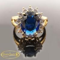 ราคา Inspire Jewelry แหวนไพลิน ล้อมเพชรCZ ตัวเรือนหุ้มทองแท้ 24K สวยหรู พร้อมกล่องกำมะหยี่หรู (423431548)