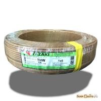 ราคา สายไฟ ยาซากิ รุ่น THW 1x 6 YAZAKI เบอร์ 6 sqmm ม้วนละ 100m รองรับมอก ใหม่ สายไฟแกนเดี่ยวเบอร์ 6mm2 THW 6ดำ THW 6 สีแดง THW 6 สีขาว (12142236586)