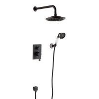 ราคา ก๊อกน้ำฝักบัวในห้องน้ำแบบซ่อนก๊อกผสมน้ำฝักบัวติดผนังโบราณทำจากทองเหลือง8ฝนพร้อมชุดฝักบัวอาบน้ำ (11576896730)