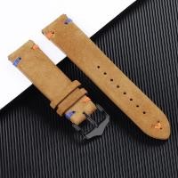 ราคา กำไลหนังแท้แบบวินเทจสายนาฬิกาข้อมือนิ่มสำหรับ Seiko สายรัดข้อมือแบบเย็บหนังกลับย้อนยุคขนาด20 22มม (18613365819)