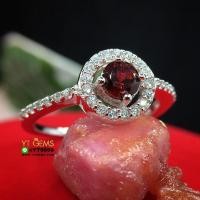 ราคา แหวนโกเมน ล้อมเพชร แหวนเงินแท้ ชุบทองคำขาว พลอยโกเมนแท้ YTG 8503 (17575199202)