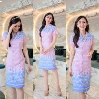 ราคา เดรสลายไทย ผ้าไหมญี่ปุ่น คอปกทรงสูท (16820877754)