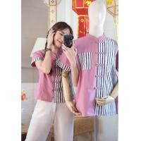 ราคา เสื้อผ้าฝ้าย เสื้อคอจีน เสื้อผ้าฝ้ายชินมัย แบบทูโทนลายบาร์โค้ด มี 5 สี กระดุมเป็นเหรียญคล้องกระดิ่งแบบล้านนาสุภาพ ใส่ได้ทุกโอกาส (16519589649)