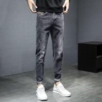 ราคา WAHID กางเกงยีนส์แฟชั่นของผู้ชายแบรนด์พอดีฟุตยืดหยุ่นฤดูร้อนบางเกาหลีอเนกประสงค์คาปรีลำลอง (20656072296)