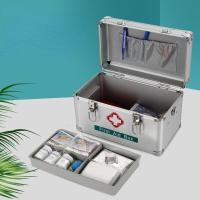 ราคา B N กรุงเทพจัดส่งสินค้า กล่องใส่ยาอลูมิเนียม 12 นิ้ว กล่องปฐมพยาบาล กล่องยา สีเงิน Portable First Aid Kit Storage Box with Shoulder Belt (16390773246)