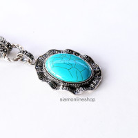 ราคา VINTAGE NECKLACE สร้อยคอวินเทจ ประดับหิน เลือกแบบและสีได้ หินเทอร์ควอยซ์ รุ่น siam vintage1060 by siamonlineshop (21310260509)
