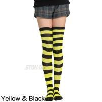 ราคา ถุงเท้ายาวพิมพ์ลายทางยาวถึงเข่าสำหรับผู้หญิงแฟชั่นถุงเท้าผ้าฝ้ายลายทางสูงถึงต้นขาสำหรับคริสต์มาส (21341628192)