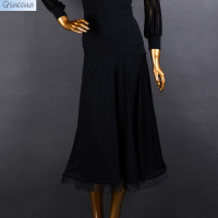 ราคา เดรสยาวชุดเต้นปลายก้นกระโปรงเต้นรำทันสมัยสำหรับผู้หญิงพิมพ์ลายเสือดาวลายจุดสีขาวสีดำชุดเต้นรำละติน (19932403171)