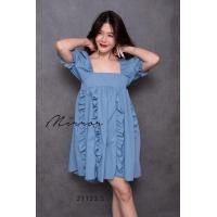 ราคา เดรสทรงน่ารักแขนพองตุ๊กตา คอสี่เหลี่ยมสวย แพทเทรินเดรสทรงA ด้านหน้าแต่งระบายแนวตั้งเก๋ไก๋ เนื้อผ้าดีขึ้นทรงสวย ใส่สบาย ใส่ได้บ่อย easywearแน่นอน น่ารักทุกสี 4สี ฟ้า ชมพู ขาว เขียว Size detail Guide หล