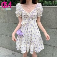 ราคา CM เดรสเกาหลี แขนตุ๊กตา ลายดอกไม้สีม่วง ผ้าชีฟอง สวยเก๋มาก รุ่น D709 (10160007499)