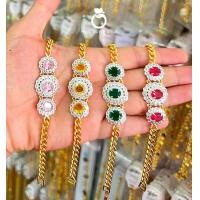 ราคา สร้อยข้อมือ B273 ประดับพลอย ตัดไซส์ฟรี ชุบทอง สร้อยข้อมือพลอย สร้อยข้อมือทับทิม สร้อยข้อมือ ทองไมครอน (18817126517)