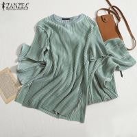 ราคา Esolo ZANZEA ชุดลำลองจับจีบ2ชิ้นสำหรับผู้หญิงชุดเสื้อชุดกีฬาแขนยาวกางเกงกางเกงขาม้าสีพื้นเสื้อทรงหลวมคอกลม (20333385819)