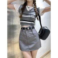 ราคา H H พร้อมส่ง เสื้อไหมพรมแขนสั้นคอกลม เย็บ 2ชั้นติดกัน 3ลาย ลายทาง 08011 M 08011 MY 08011 Y C (19582772172)