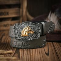ราคา เข็มขัดหัวเข็มขัดหนังคาวบอยตะวันตกสำหรับผู้ชายลายม้าสลักลายดอกไม้ (21358094211)