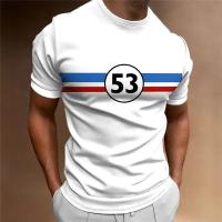 ราคา Summer MenS T Shirt Street Short Sleeve NO 53 Print T Shirts Fashion Loose Tees Tops Oversized Clothing Casual Vintage T Shirt (20023947784)