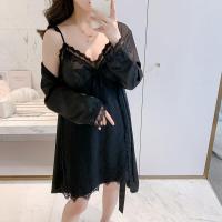 ราคา y Lace Women Sleepwear Night Dress Robe Lingerie 2 Piece Night Set y Perspective Lounge Set Bathrobe Elagant Ladies Wear (14060528030)