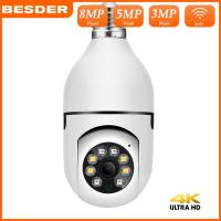 ราคา BESDER 4K 8MP หลอดไฟไร้สายกล้อง 360 หมุนติดตามอัตโนมัติ Panoramic Wifi PTZ IP กล้อง Two Way Audio Security E27Bulb (14323288967)