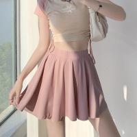 ราคา Insker กระโปรงกางเกงขาสั้นเอไลน์ป้องกันการสัมผัสเอวสูงของกระโปรงอัดจีบสตรี (20729967112)