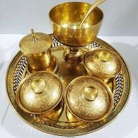 ราคา ชุดทองเหลืองตักบาตร ชามฝาตอกลาย 4 นิ้ว พร้อมขันพาน ุ6 นิ้ว ทัพพี ุ ถาดขาฉลุ 14 นิ้ว ตรงกลางลายช้างเรียบ (9374237728)