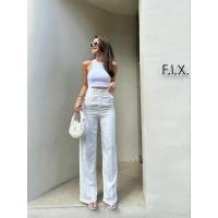 ราคา Promthong กางเกงขายาวเอวสูงลายทาง ทรงขากระบอก Yolanda Stripeลายทาง ลายริ้วเล็กทรงสวย (17715146205)