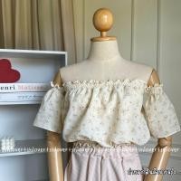 ราคา ปาดไหล่แขนสั้น เสื้อครอปปาดไหล่ ครอปเปิดไหล่ (21014867180)