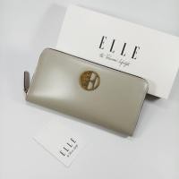 ราคา ELLE EL458 กระเป๋าสตางค์ผู้หญิงใบยาว ซิปรอบ สีเทา หนังเรียบผิวเงา โลโก้ทองเหลือง ของใหม่ ของแท้ 100 (11018692455)