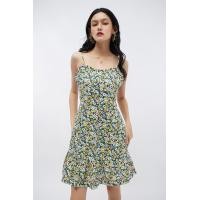 ราคา ESP เดรสสายเดี่ยวลายดอกไม้ ผู้หญิง สีเขียว Spaghetti Strap Dress 5844 (19398318158)