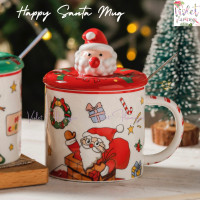 ราคา Violet Flamingo แก้วมัคพร้อมฝาปิดลายซานต้า แก้วกาแฟเซรามิคลายคริสมาสต์ (21019453375)