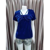 ราคา เสื้อกำมะหยี่ โบว์หน้าอก คล้องคอ อก 36 38 นิ้ว สวยเก๋ ผ้านิ่มเด้ง ใส่สบาย ไม่ร้อนค่ะ (21029730778)