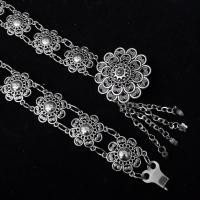 ราคา Vintage jewelry antique jewelry set Isaan flower belt Lanna Thai series antique silver gold buckle (20952826618)