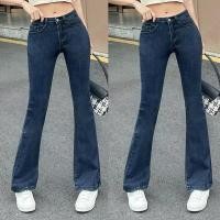 ราคา TwiceJeans กางเกงยีนส์ ขาม้า วินเทจ เอวสูง ผ้ายีนส์ยืด ยีนส์ผู้หญิง สีดำฟอก (18724777068)
