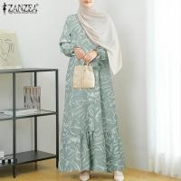 ราคา MOMONACO ZANZEA มุสลิมผู้หญิงมุสลิมแขนยาวผู้หญิงชุดเดรสมีระบายพิมพ์เรขาคณิตเดรสยาวชุดเดรสแบบสุภาพ 50 (21001258809)