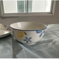 ราคา จานชาม เซรามิค จานกระเบื้องกลม ขนาด 8 นิ้ว ชาม 6 นิ้ว ลายดอกไม้ สีฟ้า เหลือง เคลือบอย่างดี เข้าไมโครเวฟได้ (20444078143)