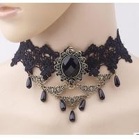 ราคา Gothic Lace Choker Necklace Vintage inspired Halloween Necklace Steampunk Halloween Choker Black Beaded Flower Choker Vintage Lace Choker Necklace (19958776860)
