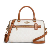 ราคา กระเป๋าถือ COACH แท้ ทรงหมอน Coated canvas ลาย Signature มีสายยาว COACH CA149 ROWAN SATCHEL IN BLOCKED SIGNATURE COATED CANVAS Glacier White Multi (20770102703)