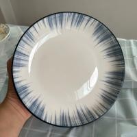 ราคา ชุดเซท จาน ชาม เซรามิค จานชามกระเบื้องกลม 8 นิ้ว ชาม 6 นิ้ว เคลือบอย่างดี ลายเส้นสีฟ้าคราม ฟ้าอมเทา เข้าไมโครเวฟได้ คุณภาพดี (20467948010)