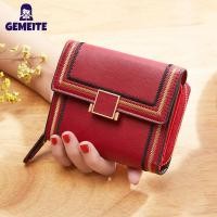 ราคา GEMEITE Fast Delivery Women Embroidered Short Wallet Multi card Slot Organ Card Holder Solid Color Pu Leather Wallet (21027116114)