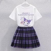 ราคา Sanrio Melody Kuromi Sweet Girl T shirt และ JK Dress กระโปรงลายสก๊อต 2 ชิ้นพร้อมโบว์ฟรีชุดนักเรียนคอสเพลย์ปาร์ตี้ เสื้อยืด ชุดกระโปรงสั้น (20360875070)