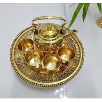 ราคา Brass Byfa SET1257 ชุดกาน้ำชาทองเหลือง กาน้ำชา ชุดชา ขนาด 4นิ้ว ถ้วยชาทรงกระบอก เบอร์3 4 5 3 5ซม 4ใบ ถาดชี 8นิ้ว งานทองเหลืองเนื้อดี สวยงาม (6477254582)