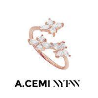 ราคา A CEMI Vine Marquis NYFW Ring แหวนเงินแท้ ชุบทอง 18K โรสโกลว์ (20701865204)