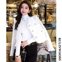 ราคา RULINWOODS เสื้อแจ็คเก็ตแฟชั่นของผู้หญิง เสื้อแจ็คเก็ตสีขาว MODE Korea (20636648554)