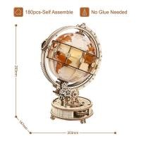ราคา Robotime ROKR Luminous Wooden Globe Light Night 3D Puzzle Games For Christmas Gift For Kids Adults For Home Decor Desk Decor (19657257473)