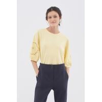 ราคา EP เสื้อนิตผ้าฉลุปักลายดอกไม้ ผู้หญิง สีเหลือง Floral Embroidered Knit Top 4564 (21350634458)