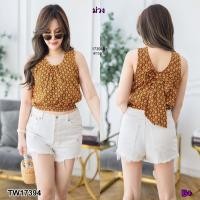 ราคา TW17394 เสื้อ สาวอวบ คอกระเช้าลายไทย (13519642043)